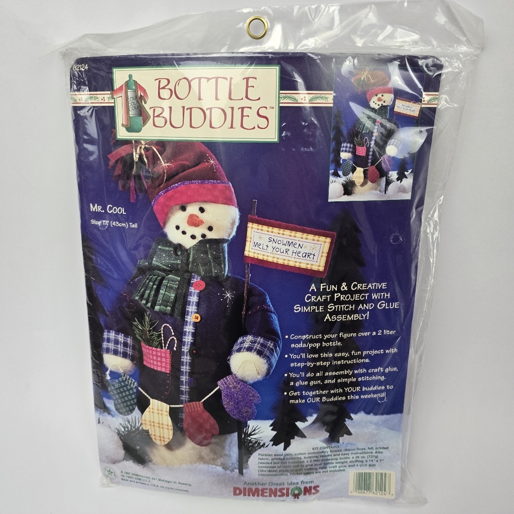 Dimensions Bottle Buddies Mr. Cool Snowman 1997 Felt Kit